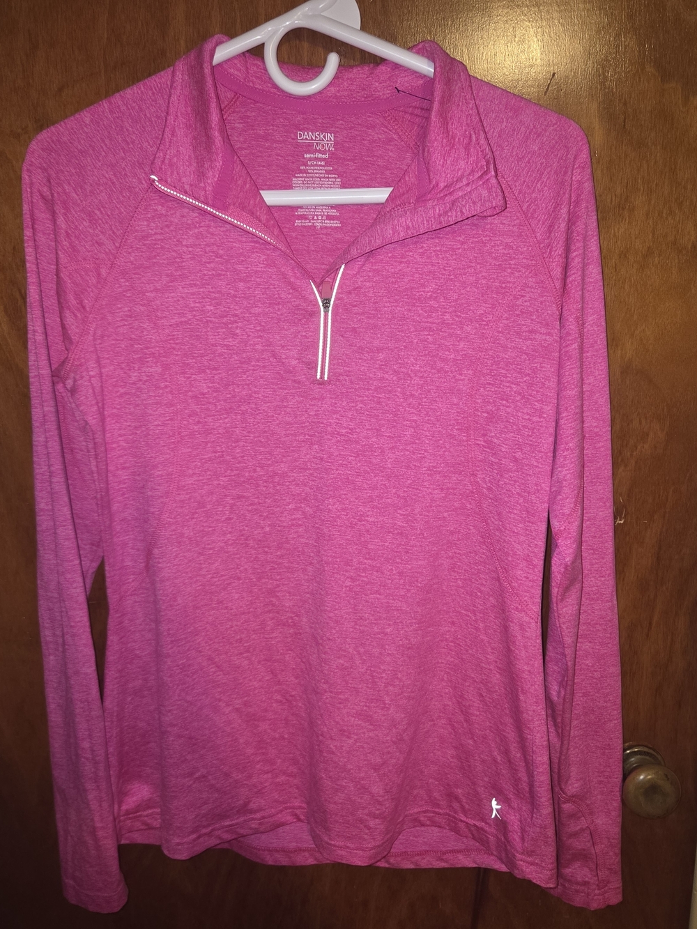 Danskin Now Hot Pink Quarter-Zip Long Sleeve Pullover